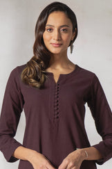 Naadirah Zoya Maroon Handloom Kurta