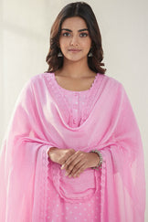 Gauhar Afroza Pink Cotton Silk Dupatta