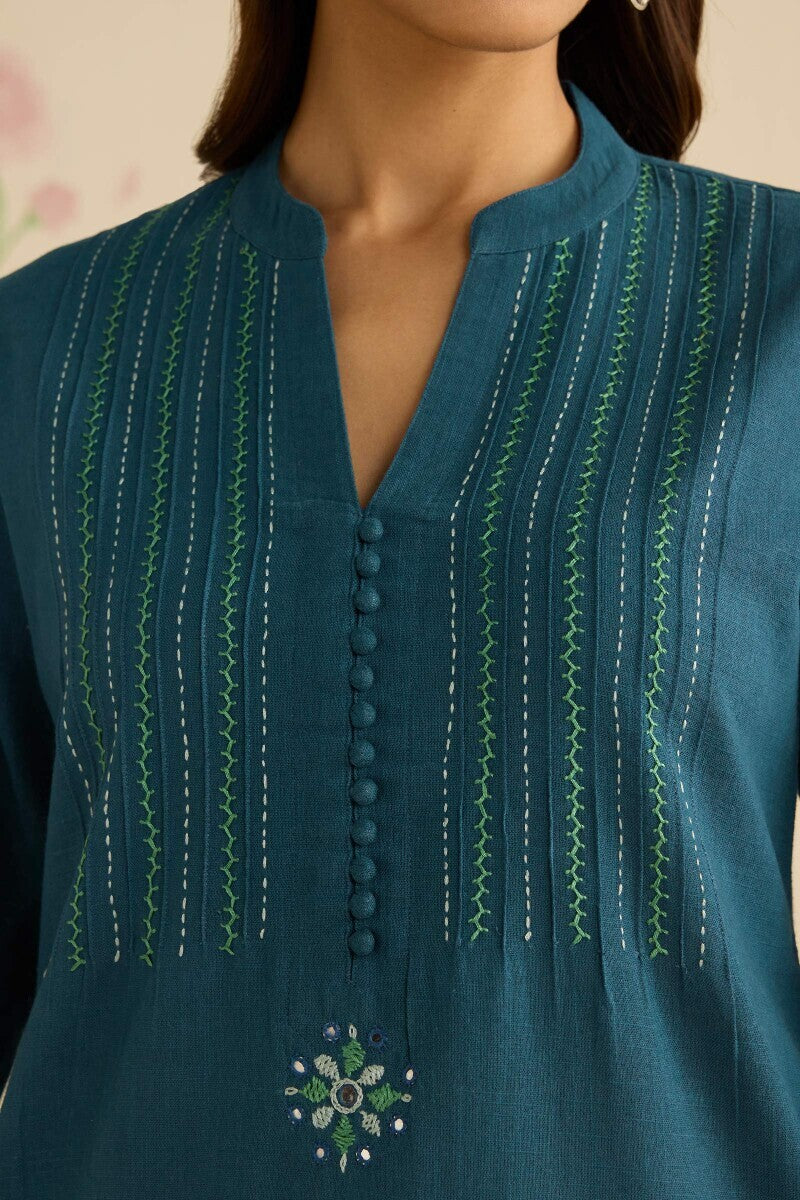 Kashida Kiara Blue Kurta