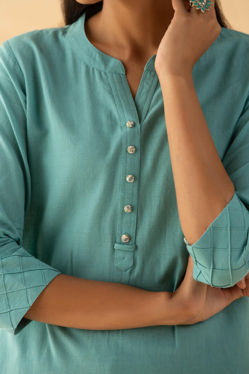 Gulbarg Blue Handloom Kurta