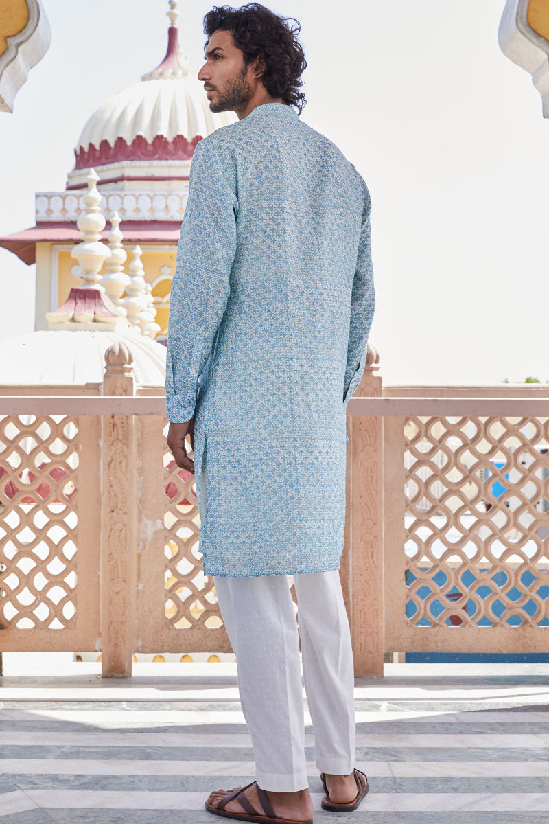Ruzain Chanderi Block Printed Kurta