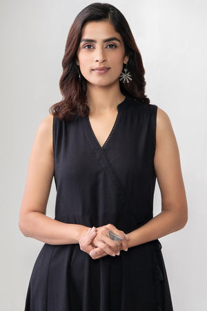 Roza Black Handloom Dress