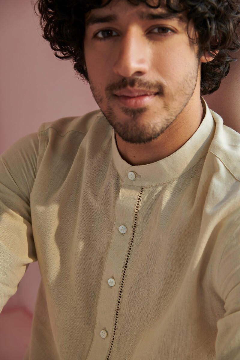 Zaid Beige Handloom Shirt