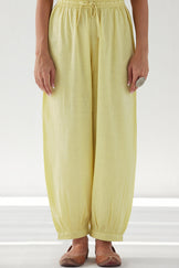 Naadirah Zoya Yellow Rayon Slub Izhaar Pants