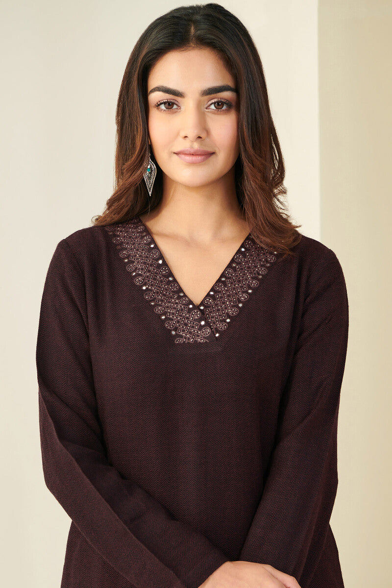 Naadirah Kashaf Faux Wool Handloom Kurta