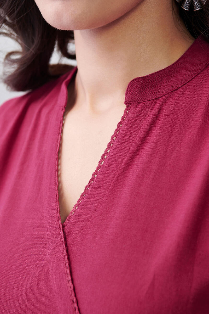 Roza Sabia Maroon Handloom Dress