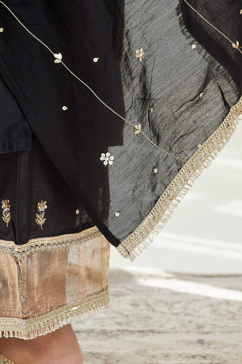 Gauhar Maira Black Cotton Silk Dupatta