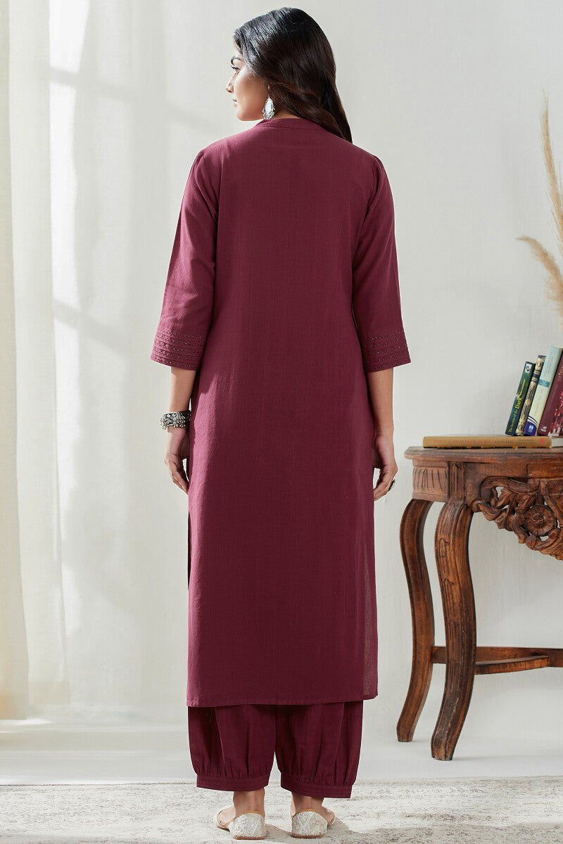 Roza Nysa Maroon Handloom Kurta