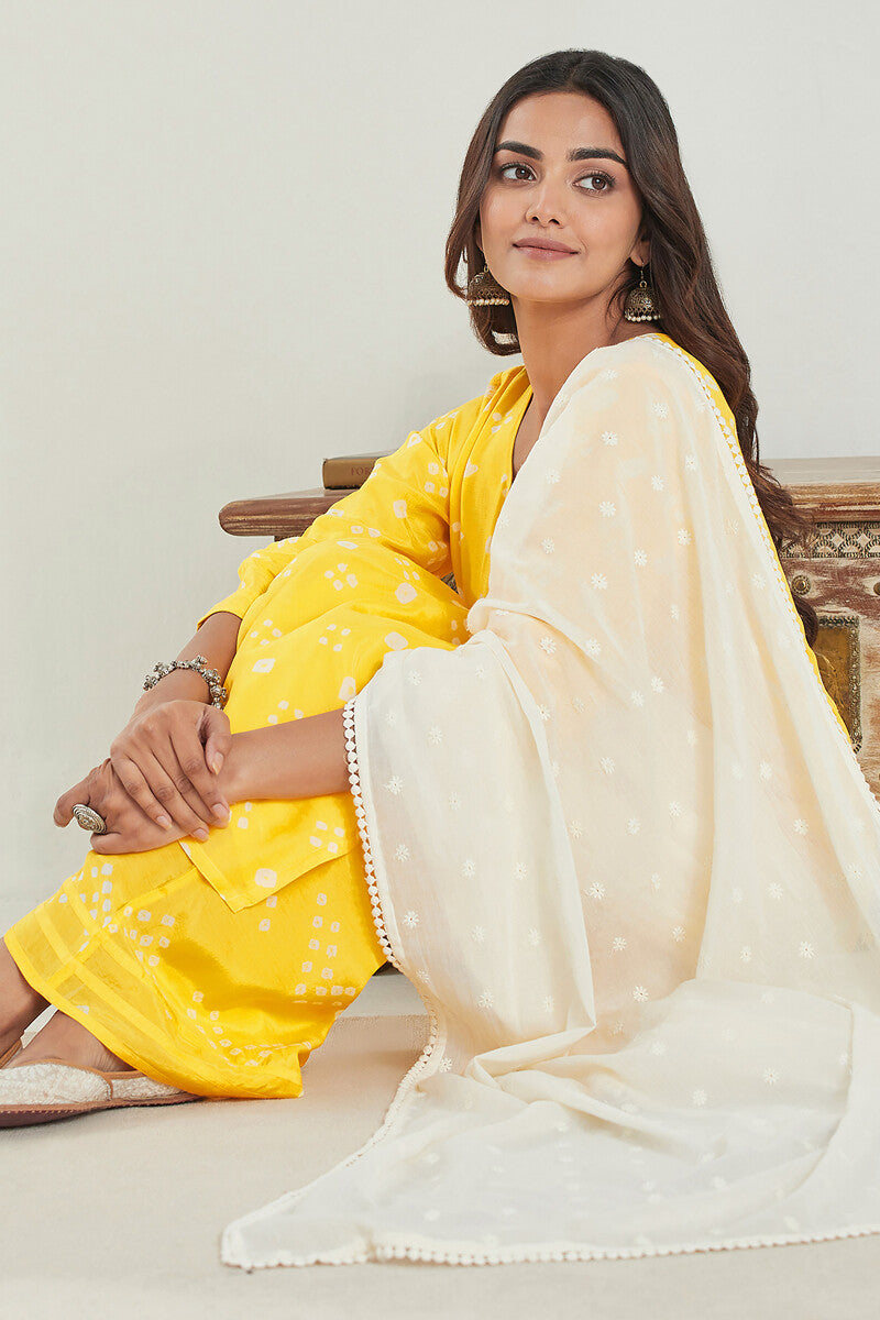 Gauhar Afroza Yellow Bandhej Kurta