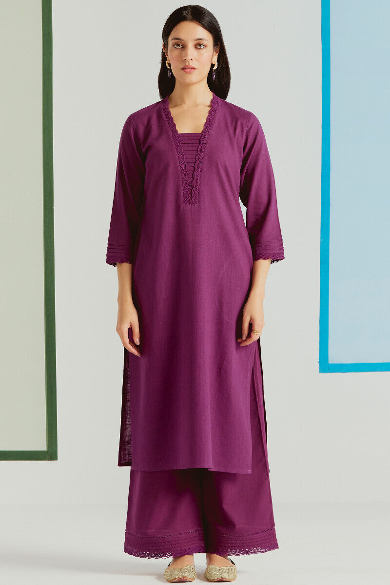 Roza Sehreen Wine Kurta