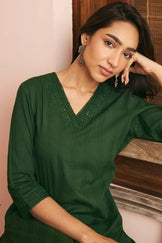 Surplus: Roza Sehr Olive Green Kurta