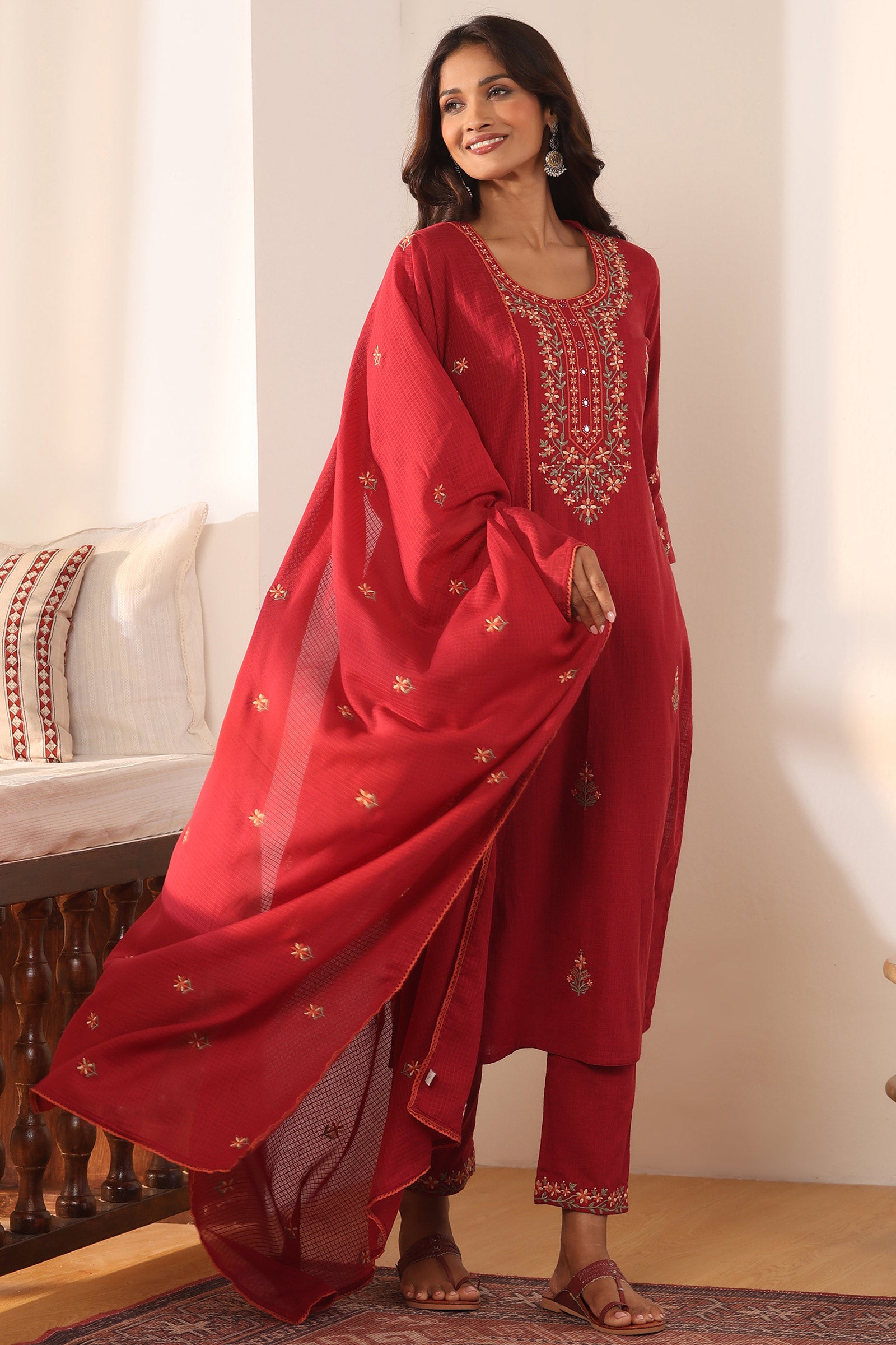 Mehraab Sabeen Red Kurta