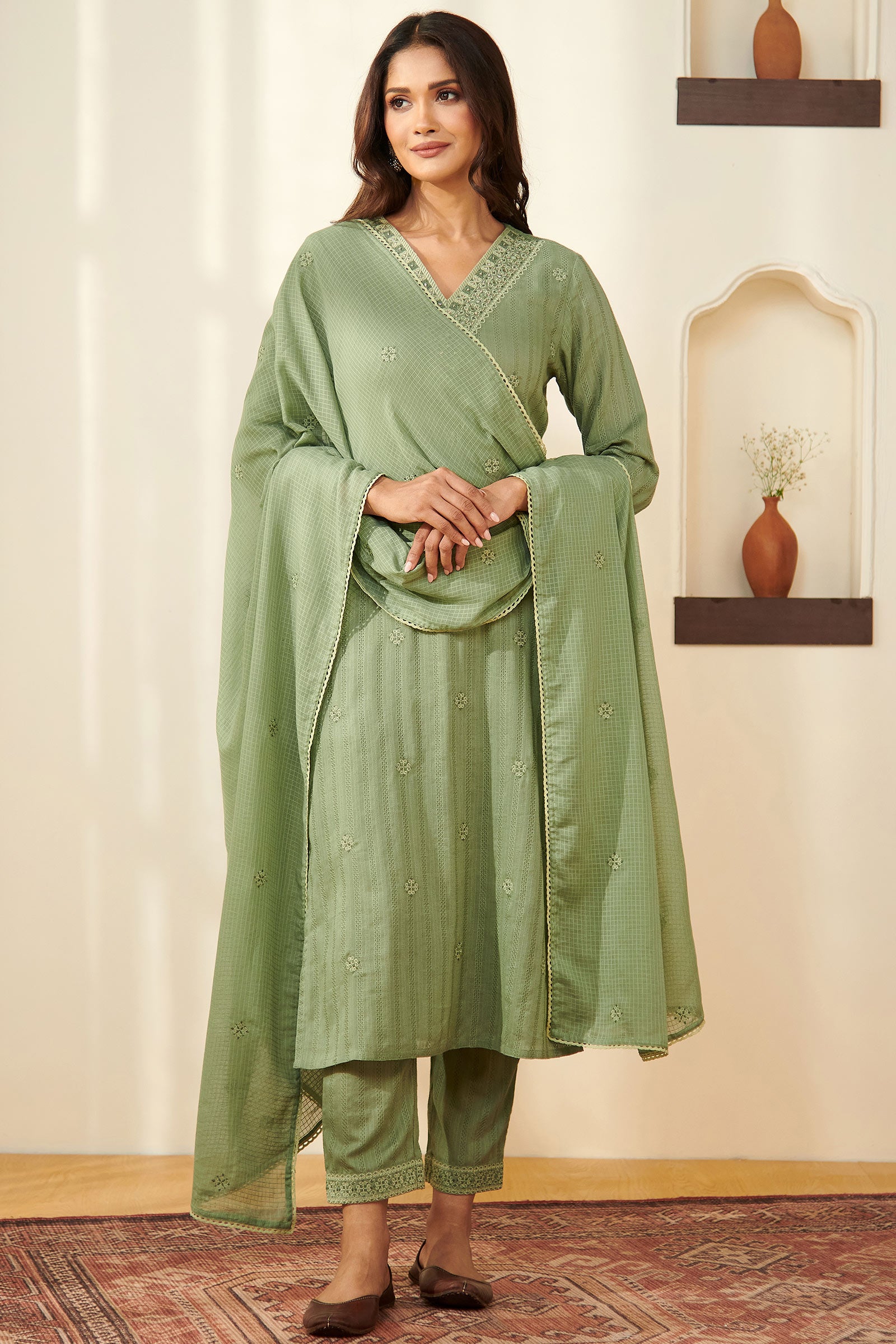 Mehraab Falak Green Kurta