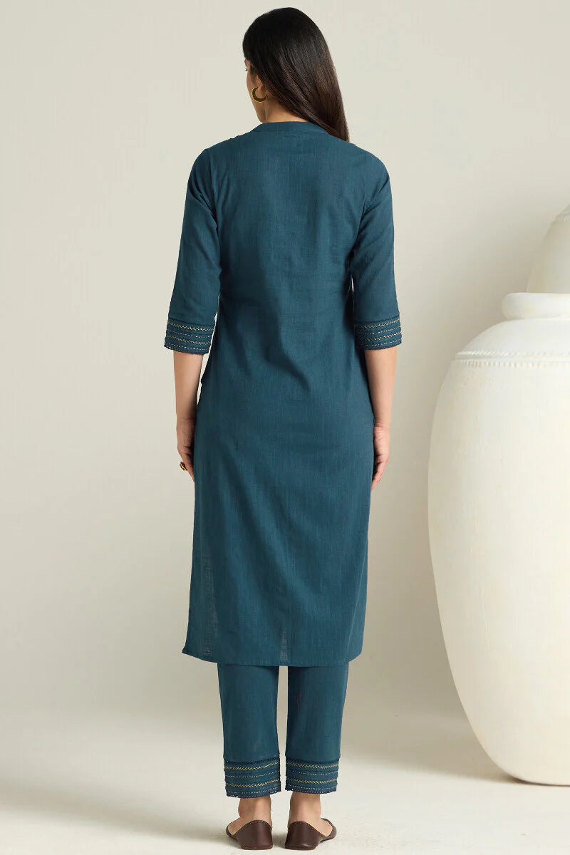 Surplus: Kashida Kiara Navy Blue Kurta