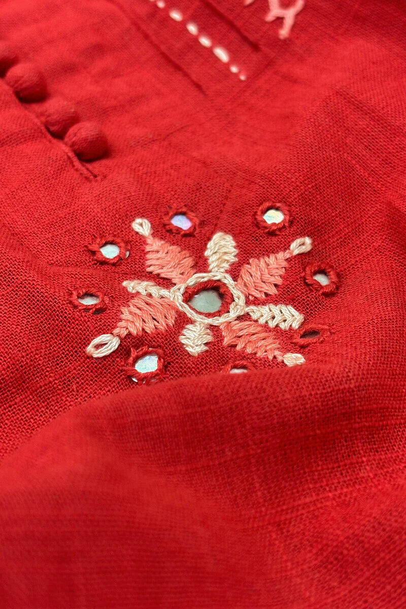 Surplus: Kashida Kiara Red Kurta