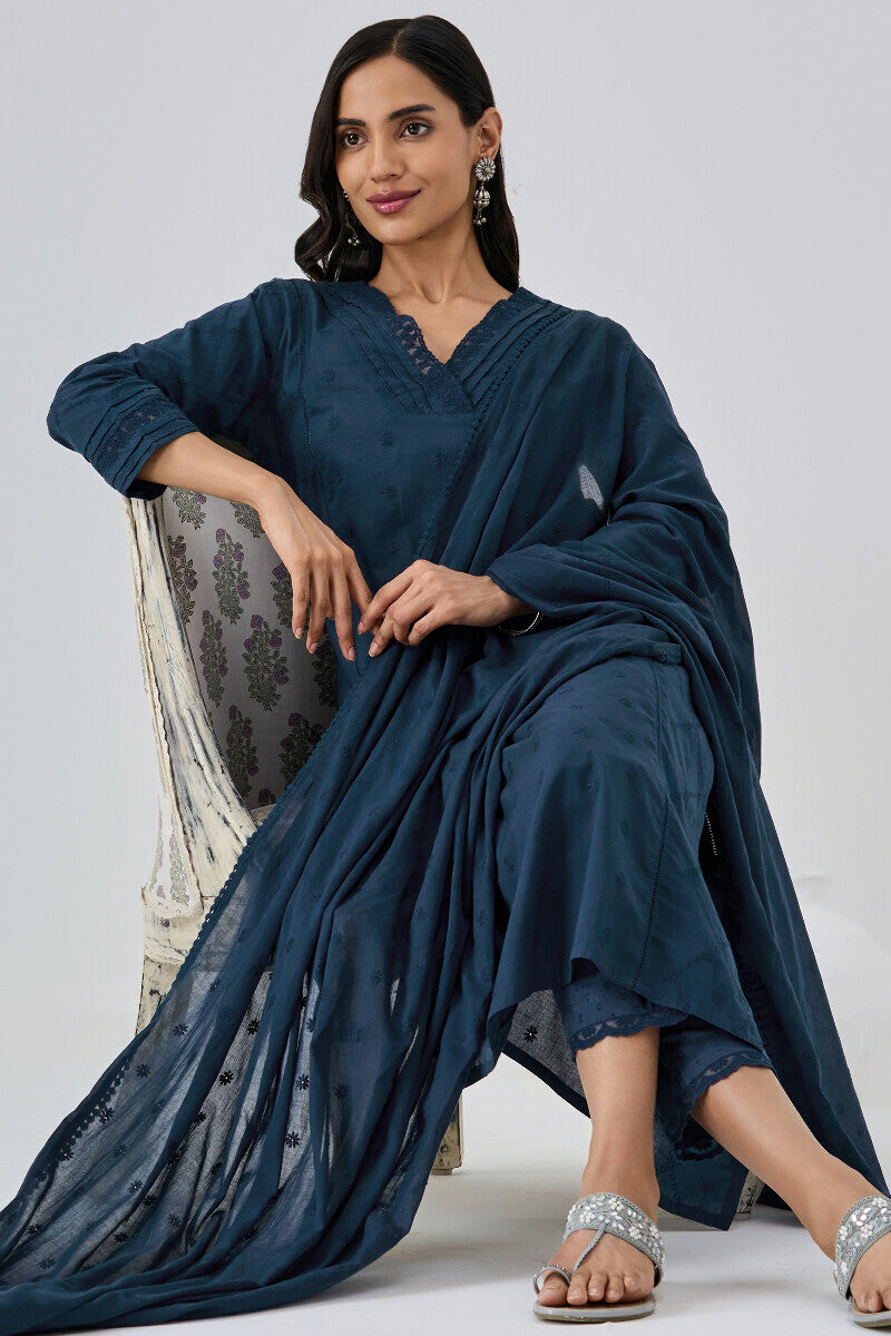 Roza Aafiyah Navy Blue Kurta