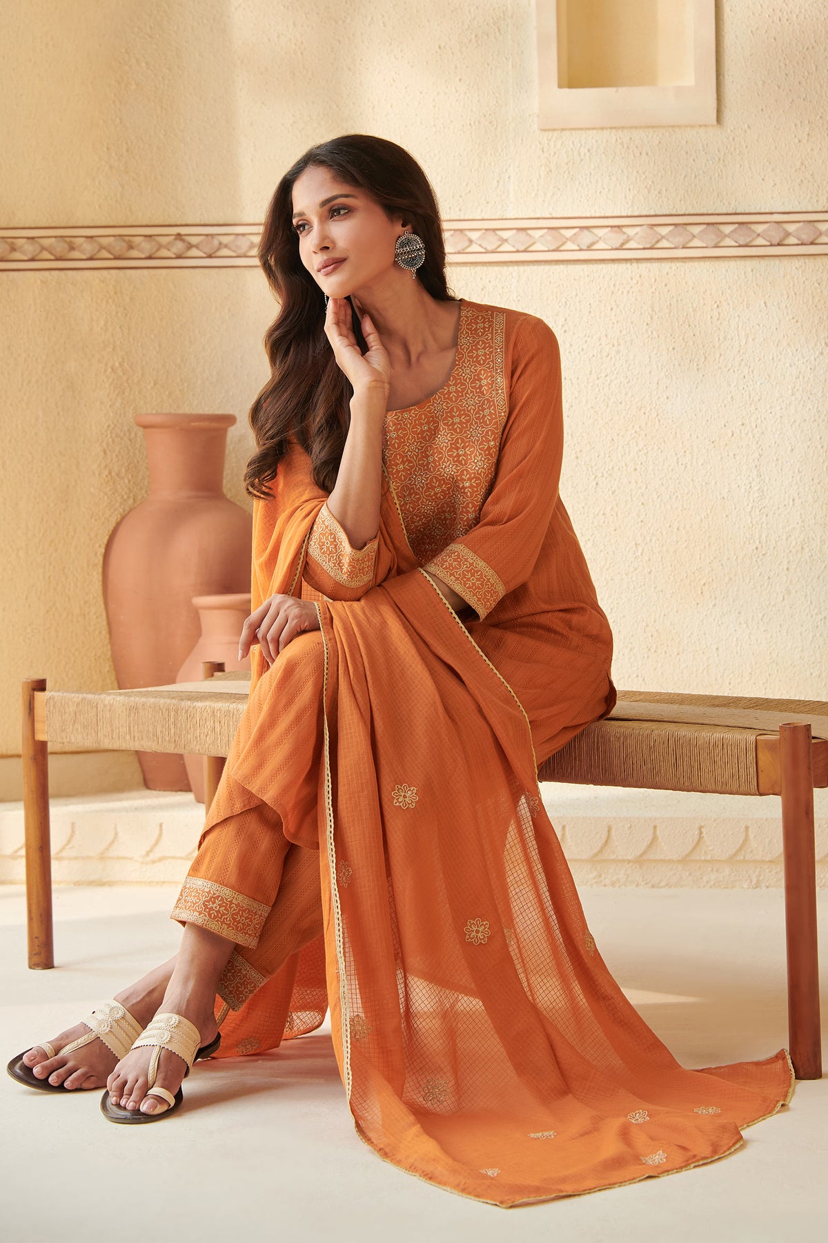 Mehraab Mihira Orange Kurta