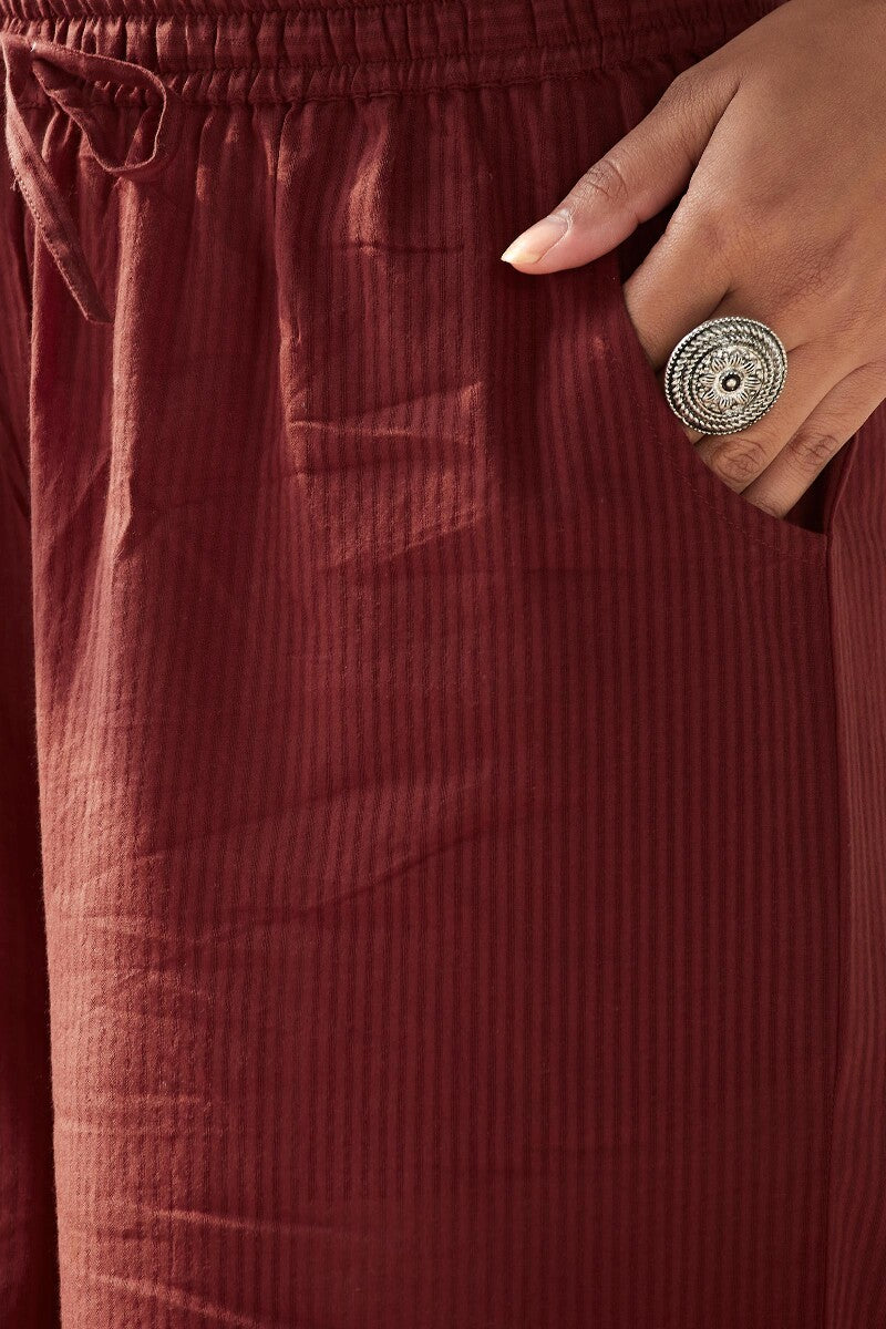 Sehra Aisha Red Cotton Dobby Farsi