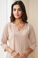 Gauhar Maira Peach Handloom Kurta