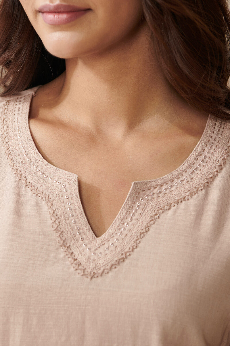Gauhar Maira Peach Handloom Kurta
