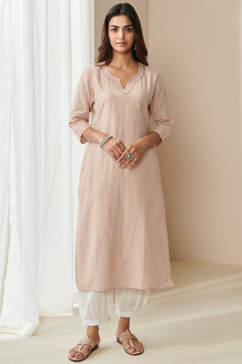 Gauhar Maira Peach Handloom Kurta