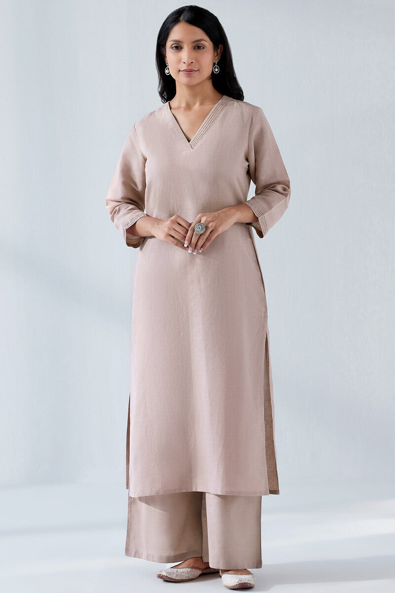Naadirah Zoya Pink Cotton Linen Kurta