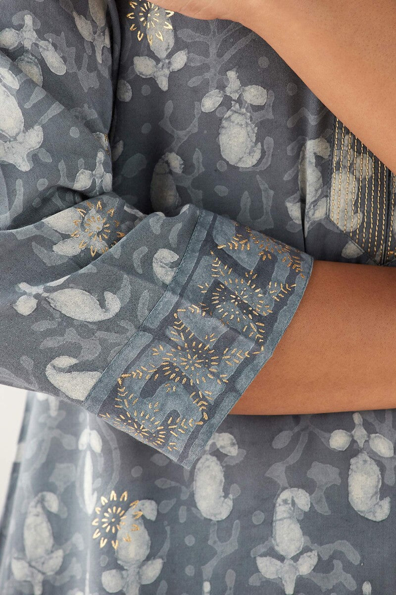 Sehra Zarah Grey Dabu Kurta