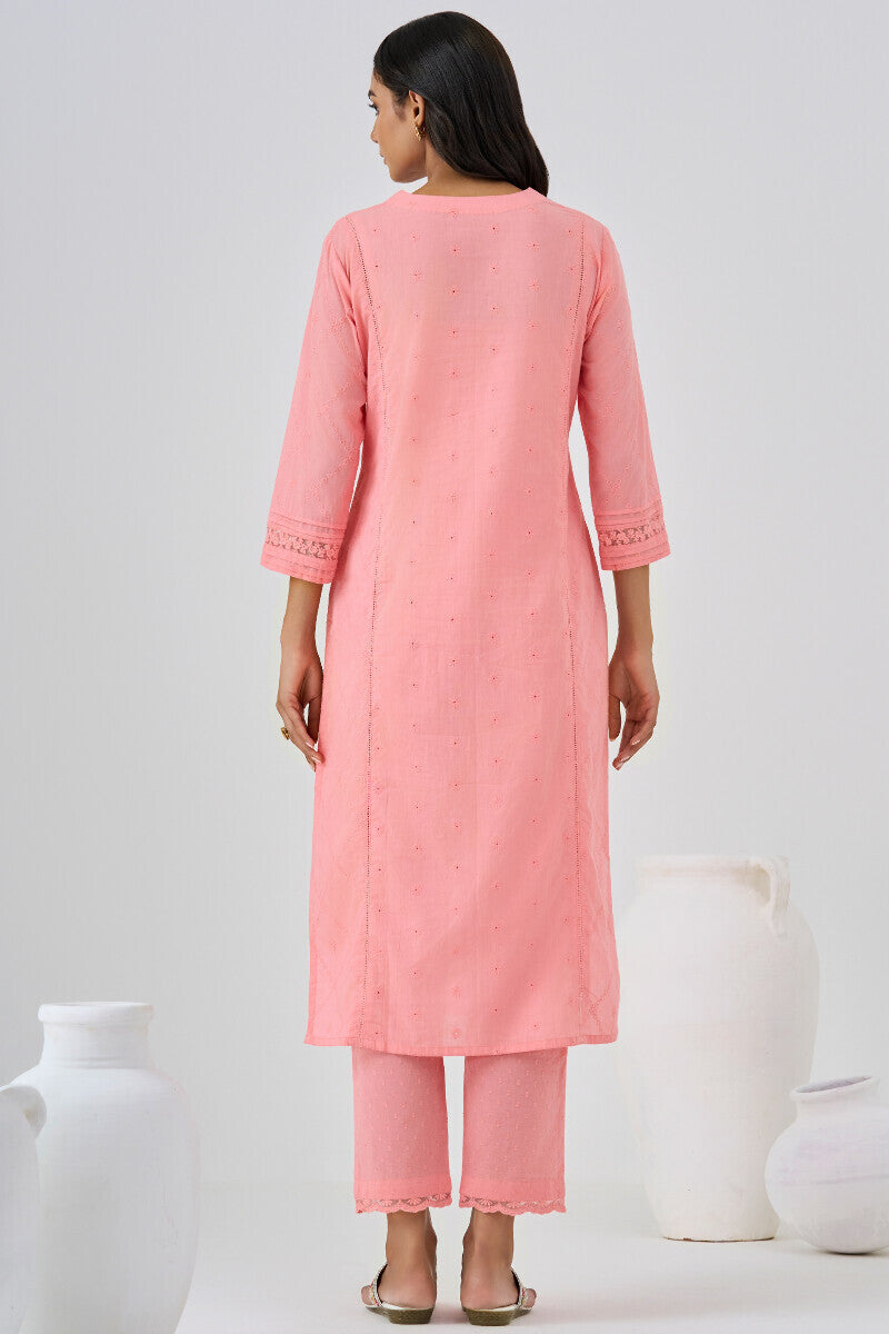Roza Aliza Pink Schiffli Kurta