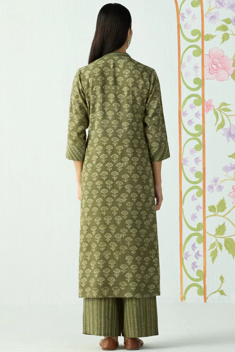 Surplus: Sehra Zarah Green Dabu Kurta