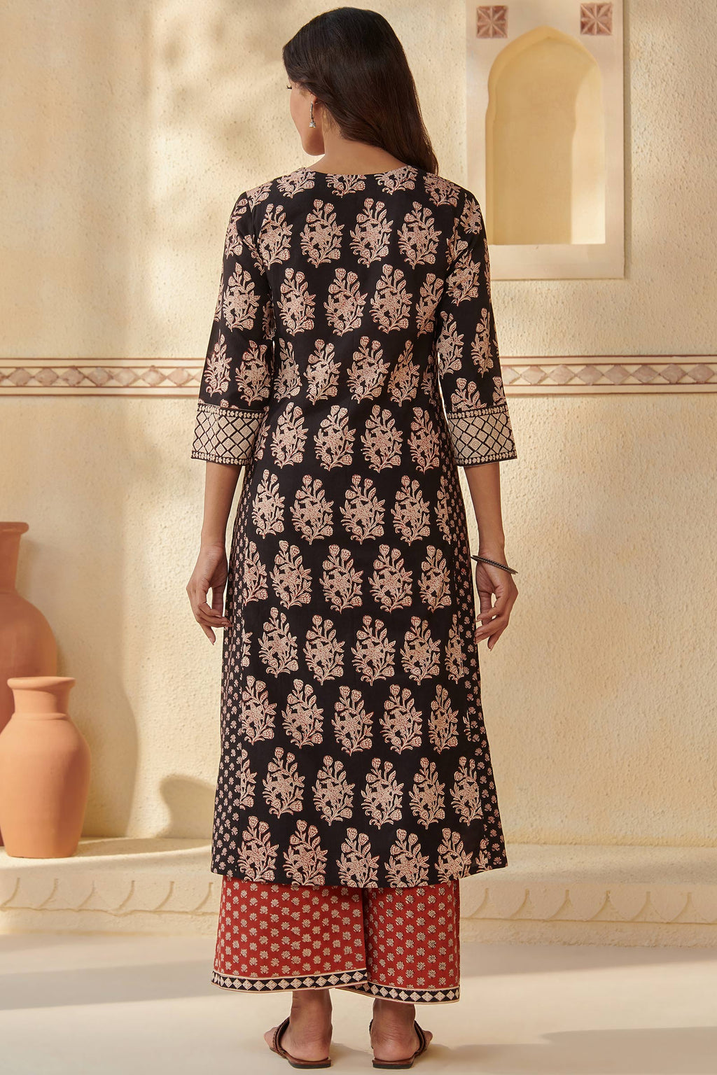 Sehra Ziah Black Bagru Kurta