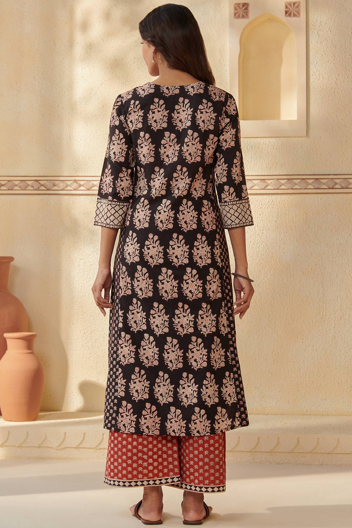 Sehra Ziah Black Bagru Kurta