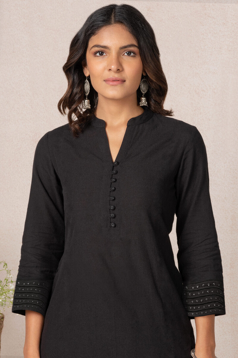 Nasrine Rehmat Black Handloom Kurta
