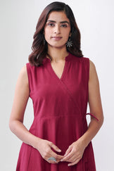 Roza Sabia Maroon Handloom Dress