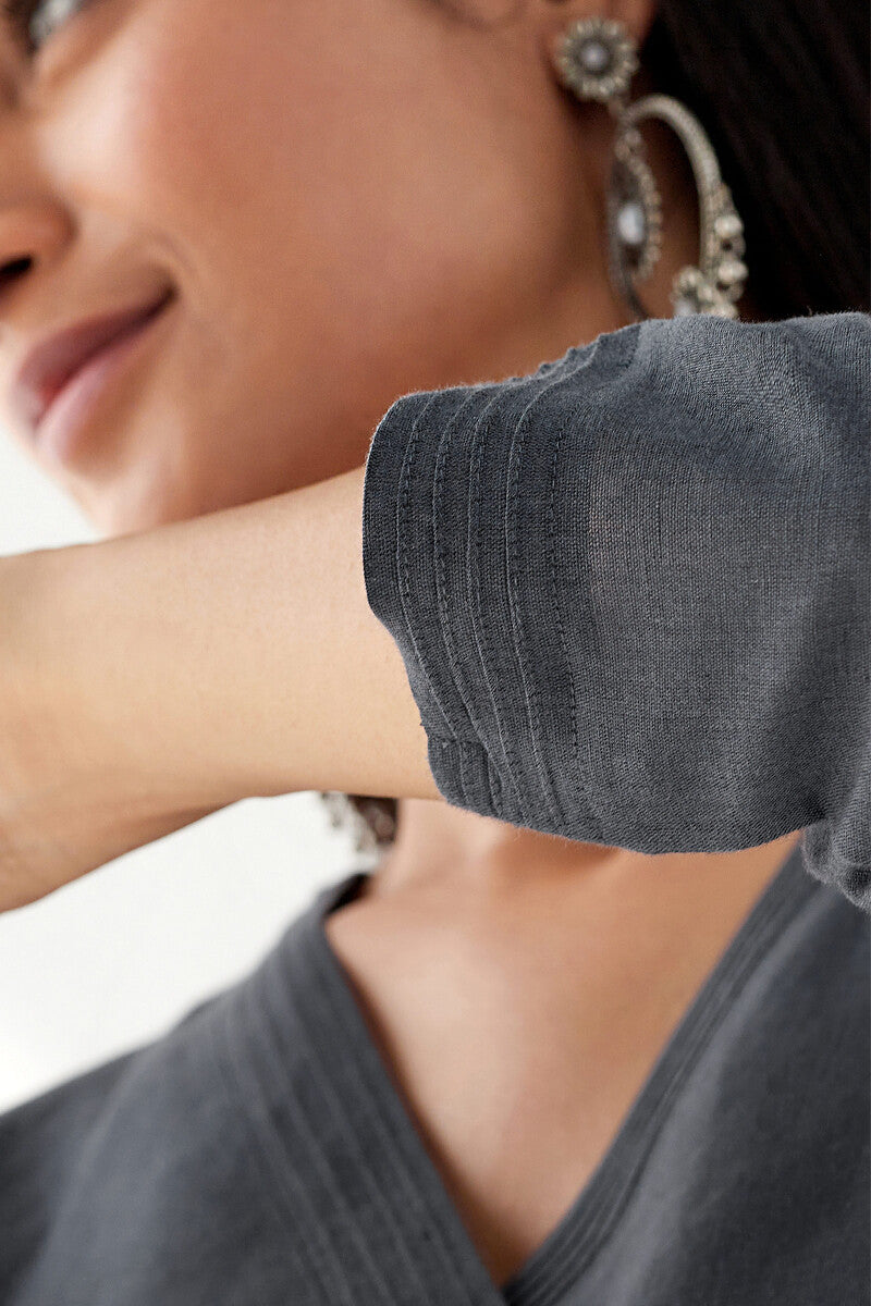 Naadirah Zoya Sage Blue Cotton Linen Kurta