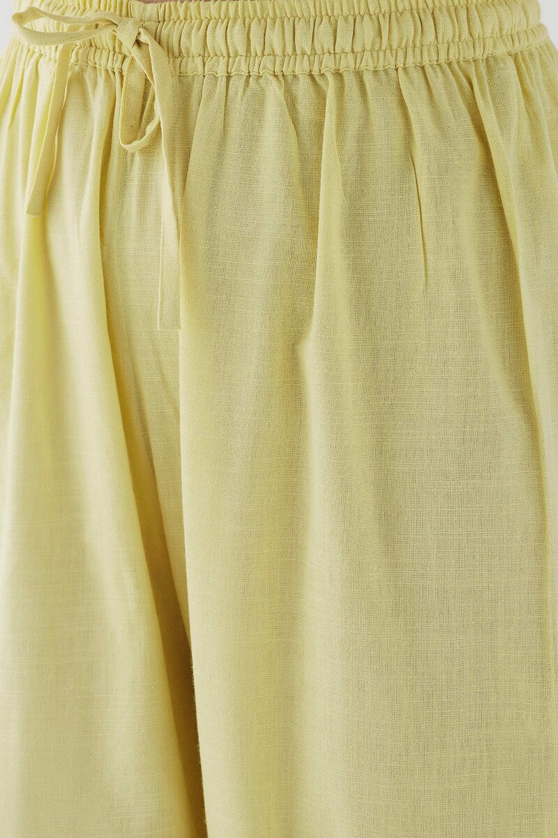 Naadirah Zoya Yellow Rayon Slub Izhaar Pants