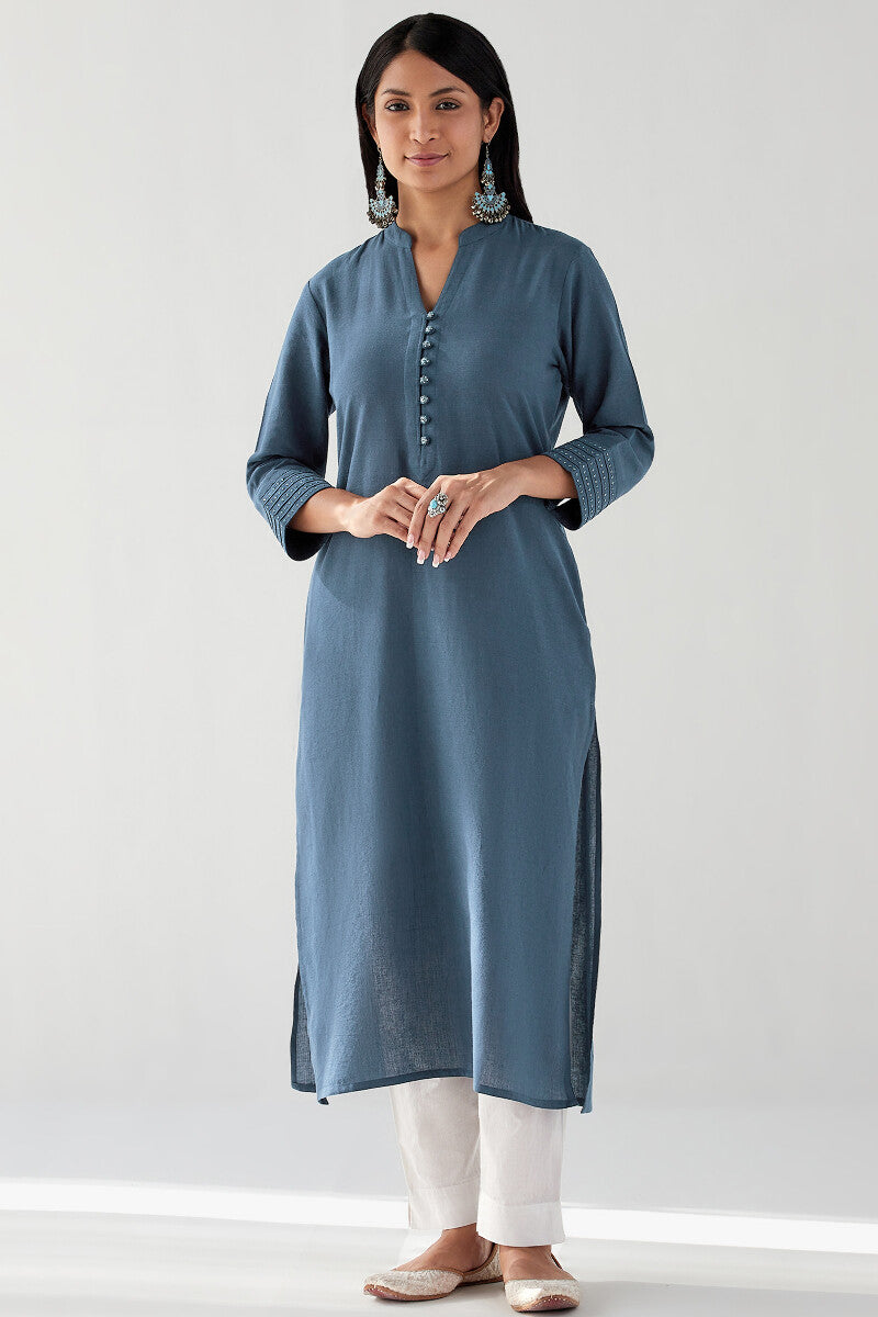 Nasrine Rehmat Blue Handloom Kurta