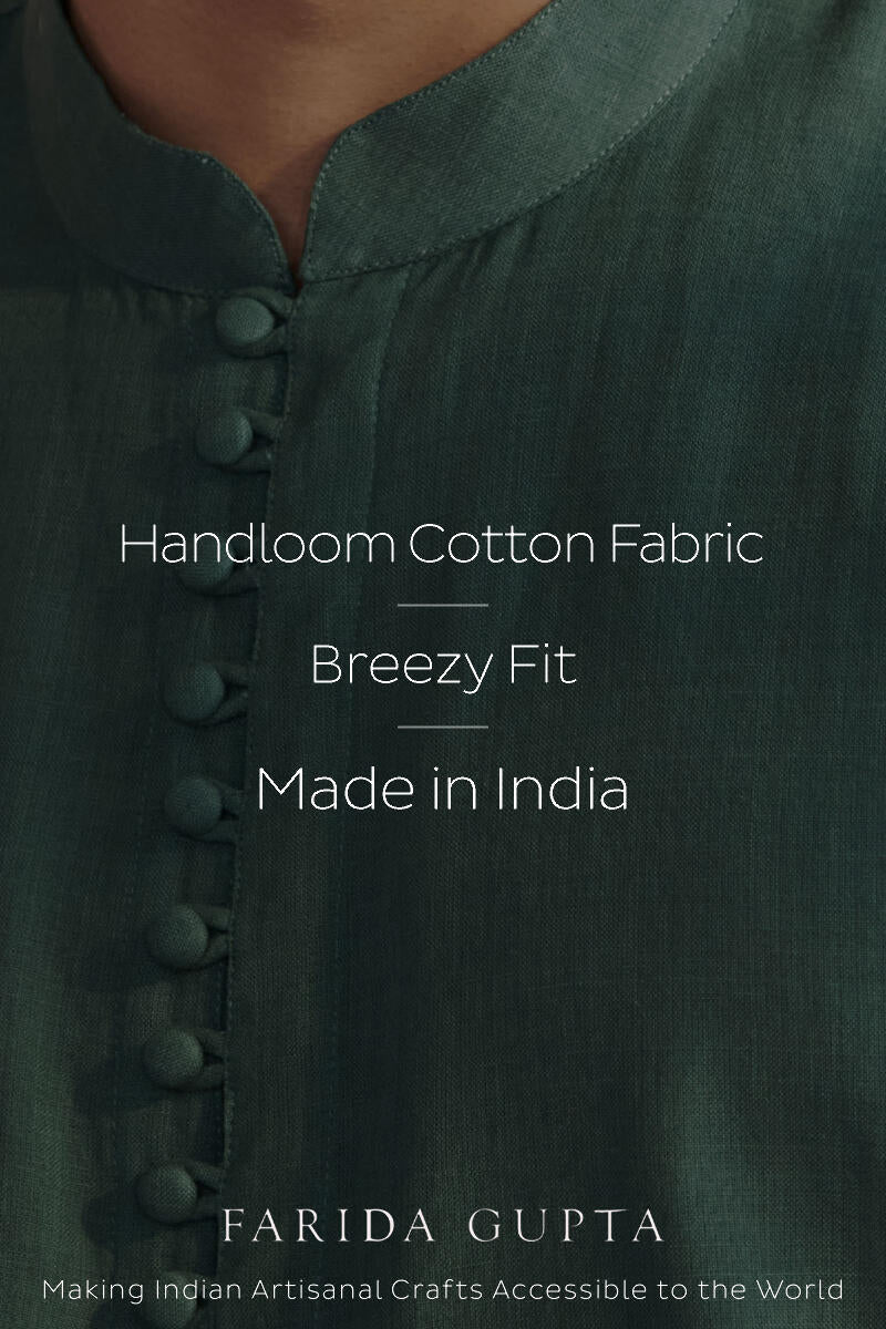 Zaid Pine Green Handloom Shirt