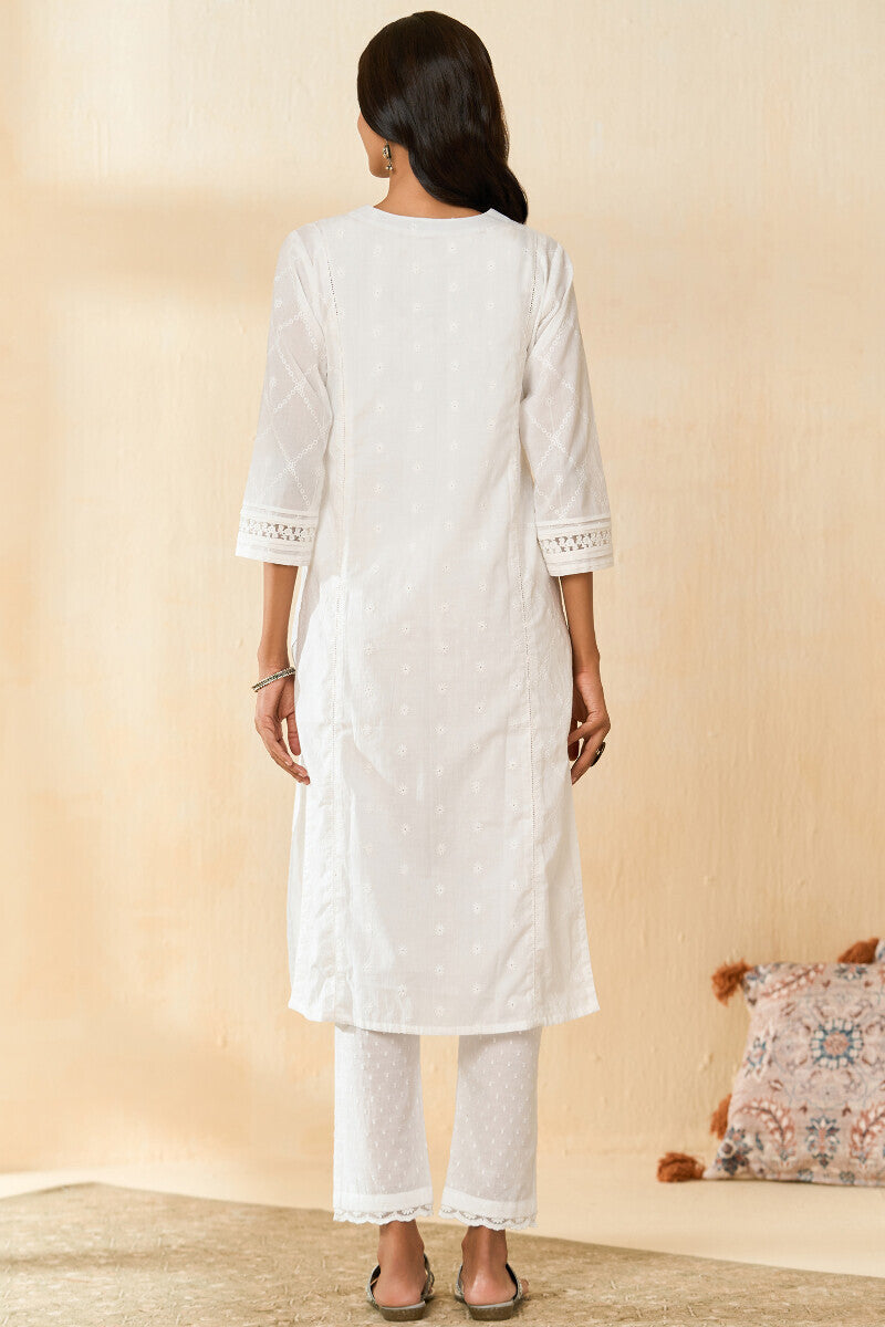 Roza Aafiyah White Schiffli Kurta