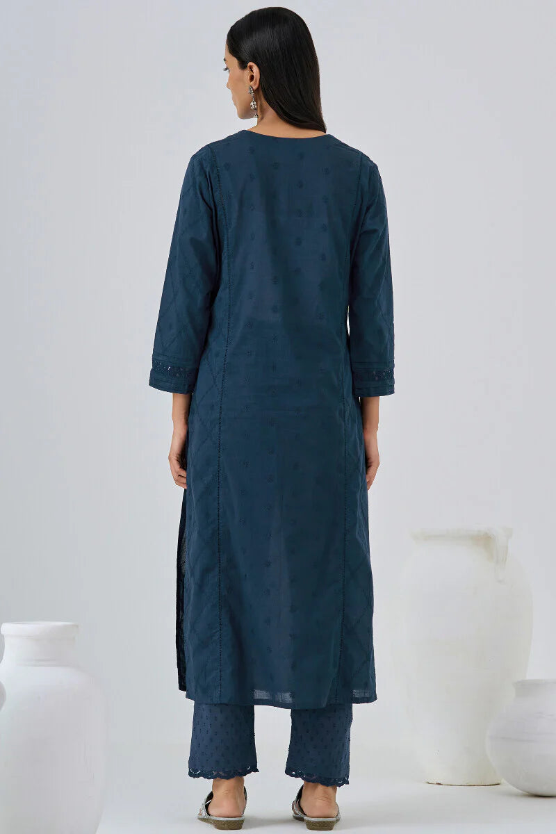 Surplus: Roza Aafiyah Navy Blue Kurta