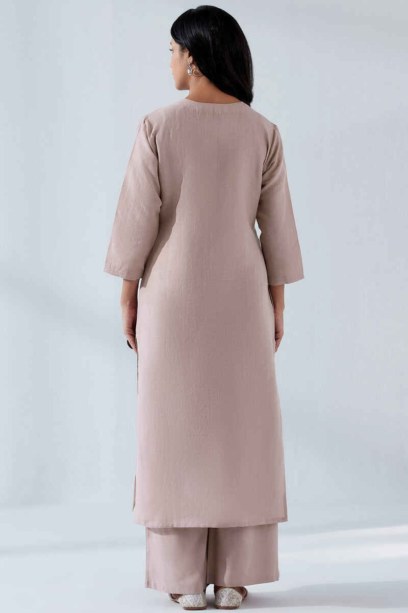 Naadirah Zoya Pink Cotton Linen Kurta