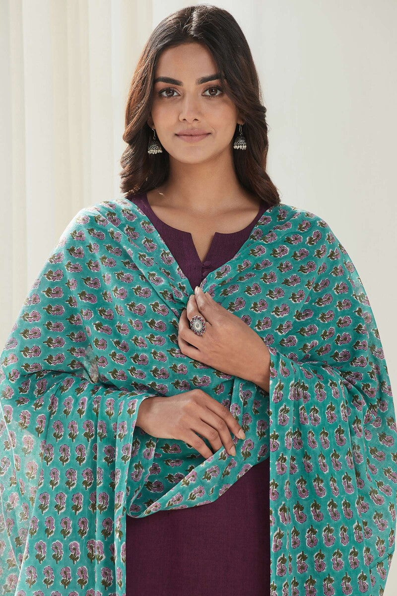 Naadirah Zoya Turquoise Sanganeri Dupatta