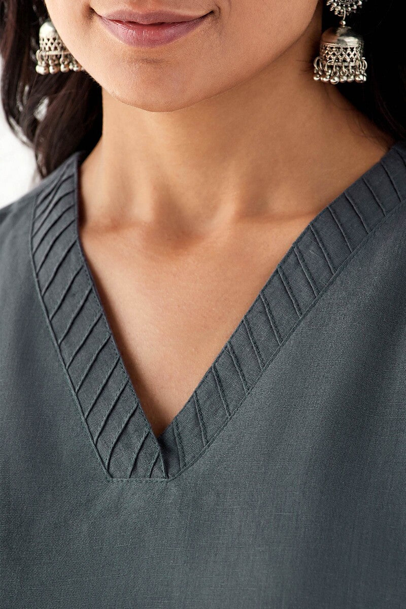 Naadirah Zoya Blue Cotton Linen Kurta