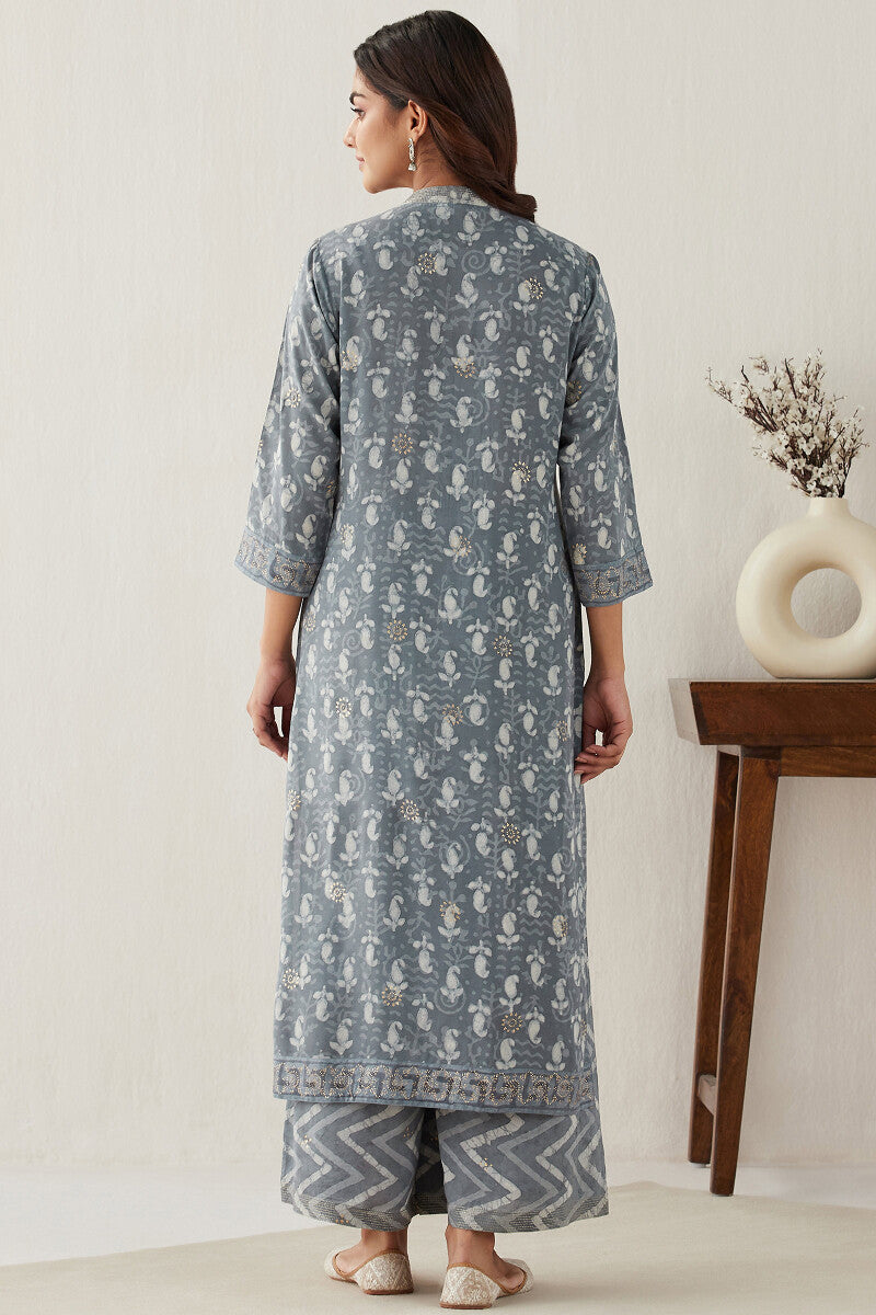 Sehra Zarah Grey Dabu Kurta