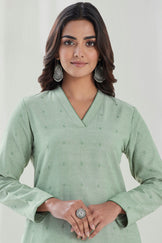 Naadirah Layla Green Handloom Kurta
