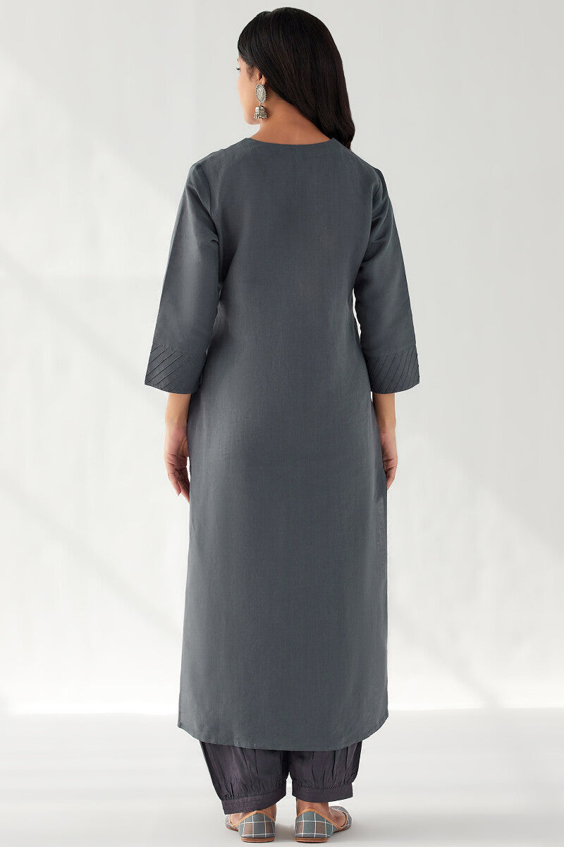 Naadirah Zoya Blue Cotton Linen Kurta