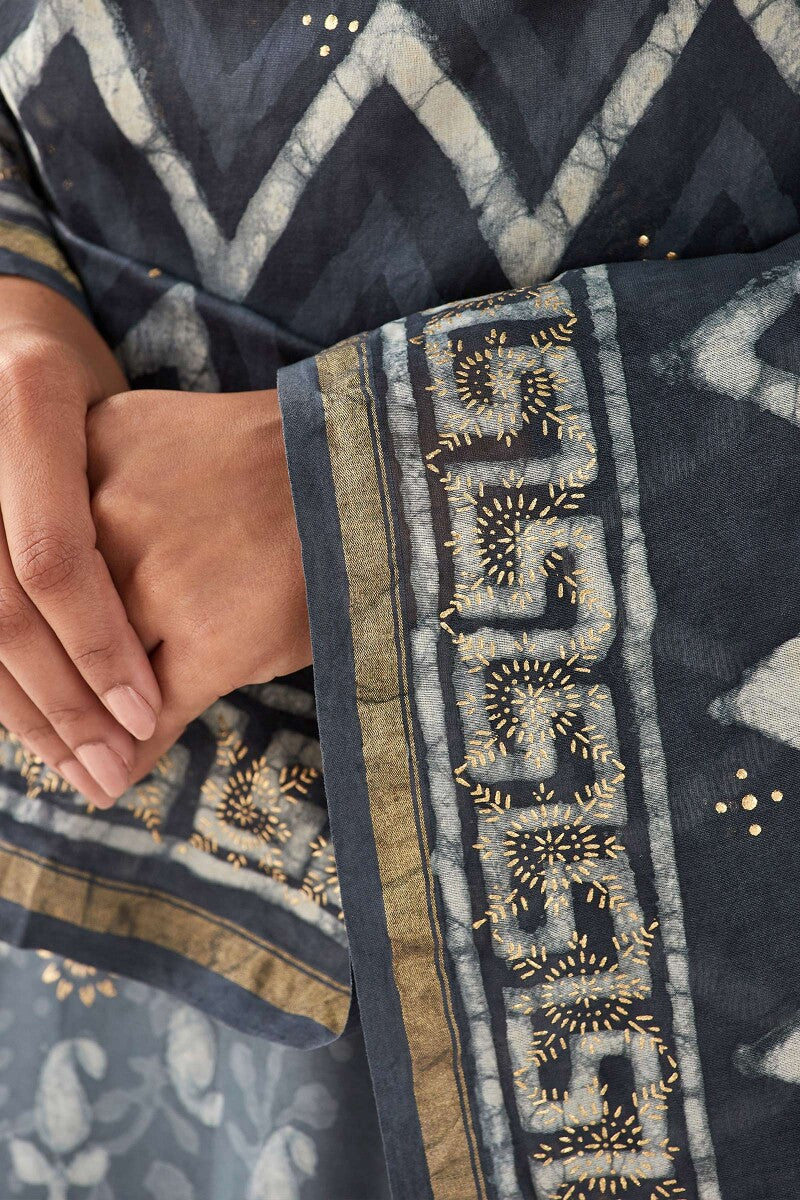 Sehra Zarah Grey Dabu Chanderi Dupatta