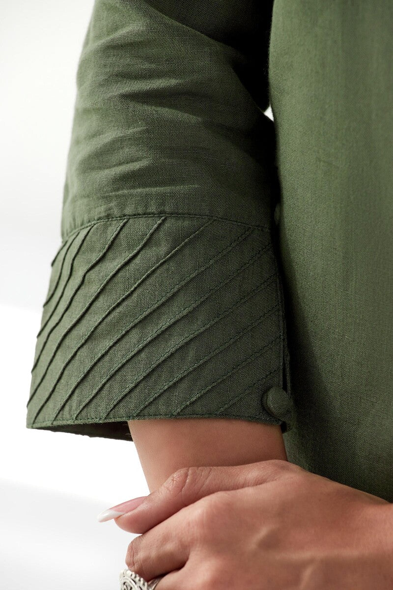 Naadirah Zoya Green Cotton Linen Kurta