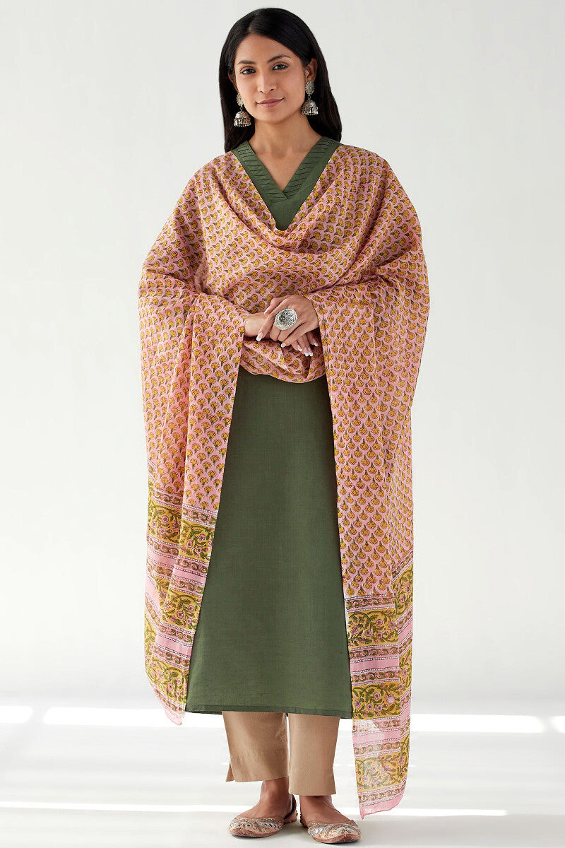 Naadirah Zoya Green Cotton Linen Kurta