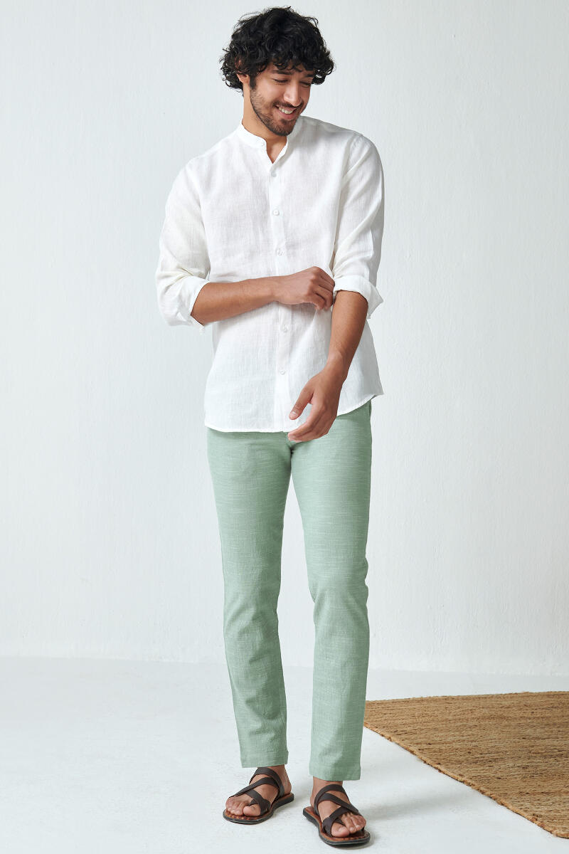 Zaid Aayan Sage Green Handloom Pants