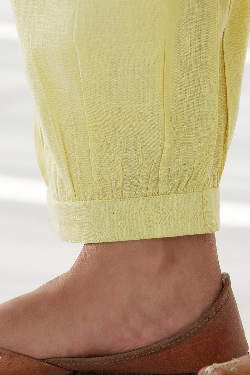 Naadirah Zoya Yellow Rayon Slub Izhaar Pants